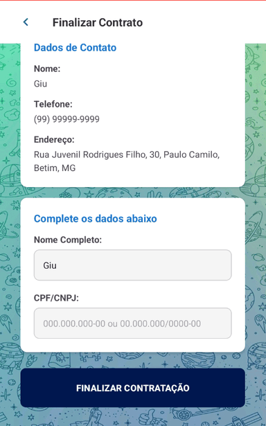 Confirme e Finalize